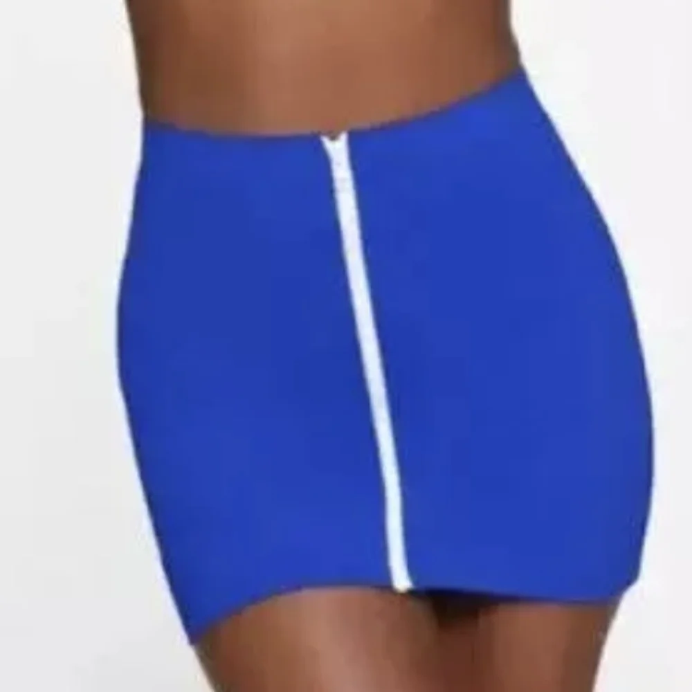Skims Sporty Zipper Swim Mini Skirt Cover Up Cobalt Blue Size 2X NWT! Beach